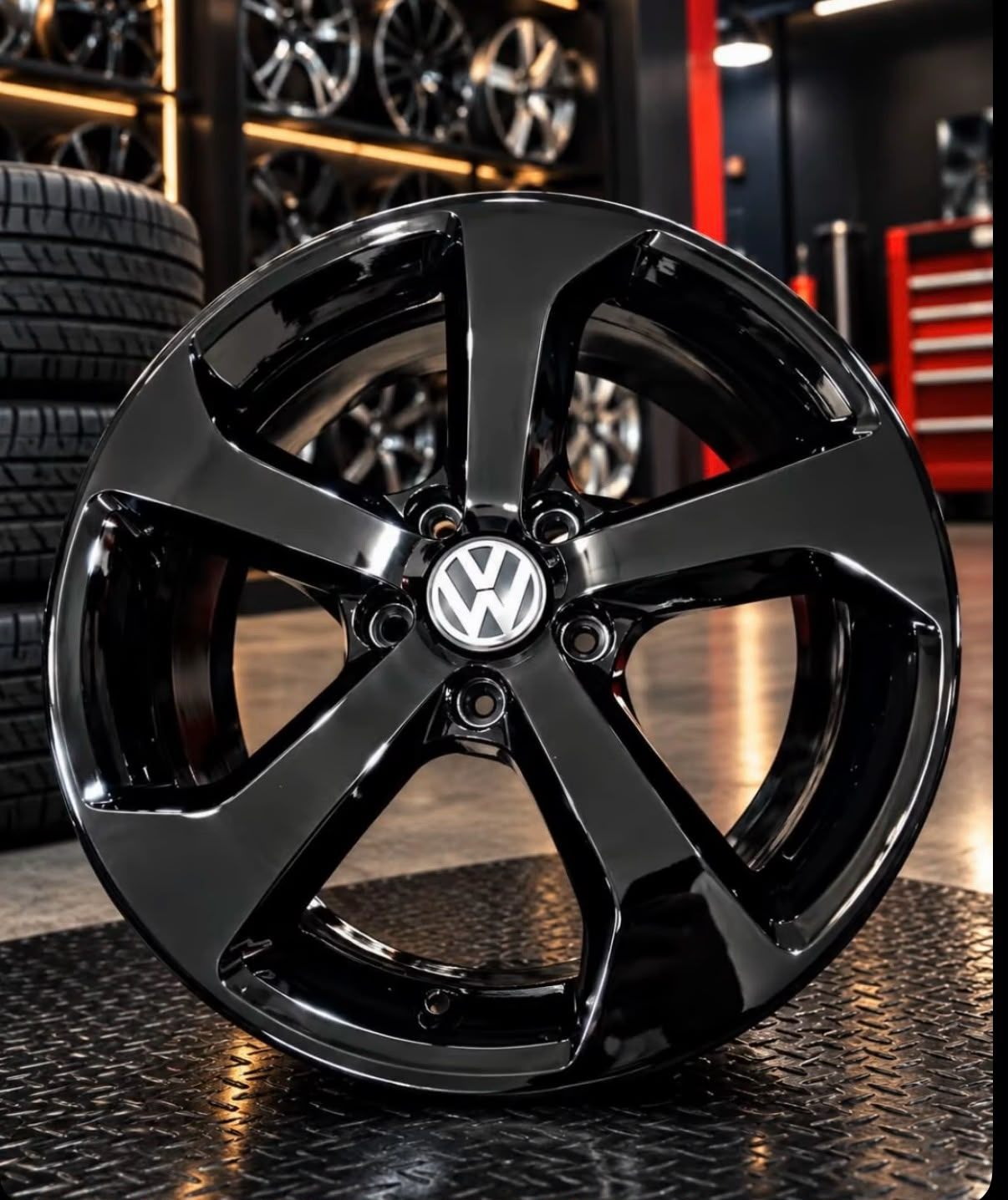 Roda Volkswagen repintada em black piano